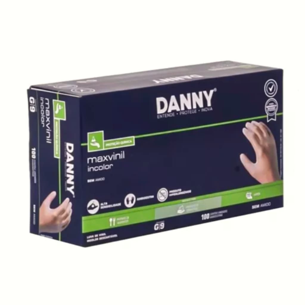 Luva Descartável Vinil Sem Pó Caixa 100 unidades - P/M/G