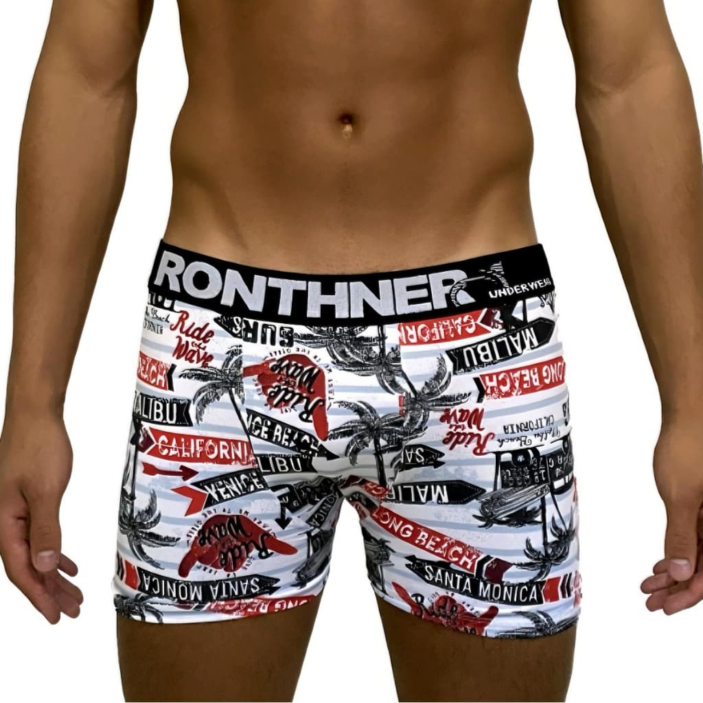 Cuecas boxer microfibra masculino Ronthner 5 unidades com elastico 40mm Bordado