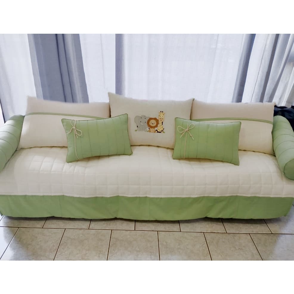 Kit Bicama Safari Bita Bordado 8 Peças Verde Erva Doce