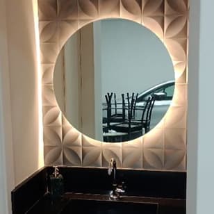 Espelho Redondo com Led Luz Círculo de Fogo 60cm /Grande Decorativo Tendência Salão Barbearia