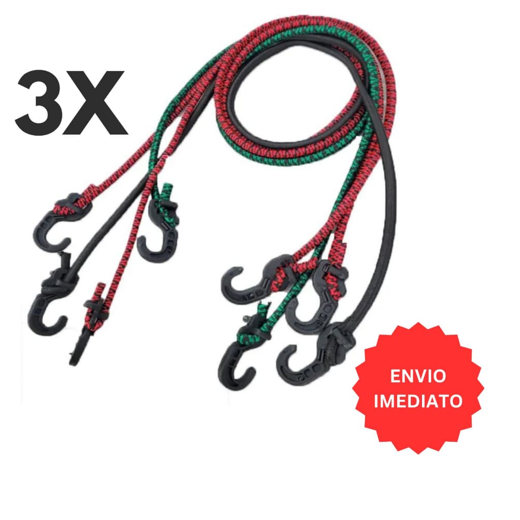 Elástico de Bagageiro 1,5mts Corda Elástica Carga em Geral Ponta Plástica Bike, Moto - Cores Diversas