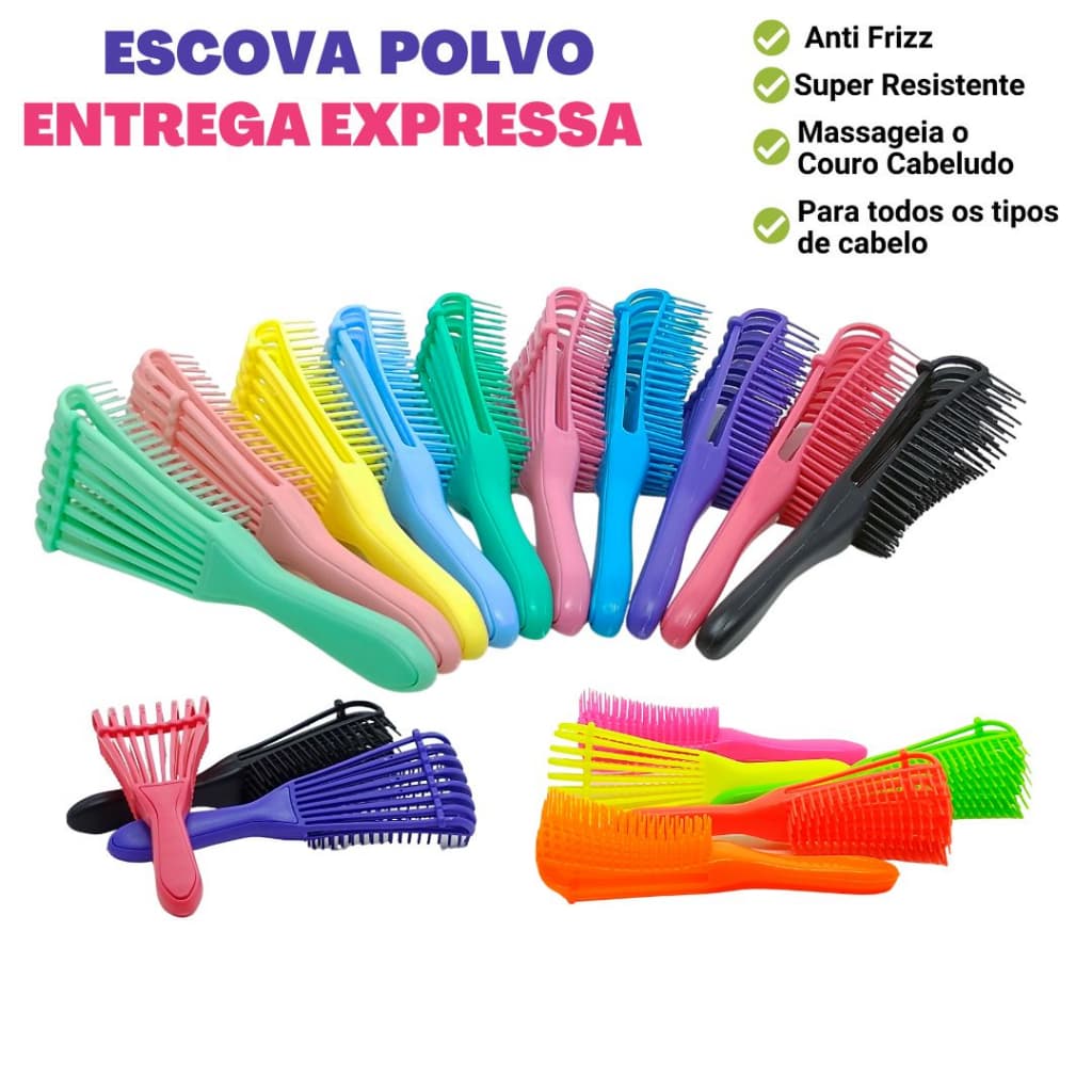 Escova Polvo para Cabelos Cacheados