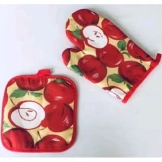 kit com 2 peças luva térmica para forno e descanso de panela