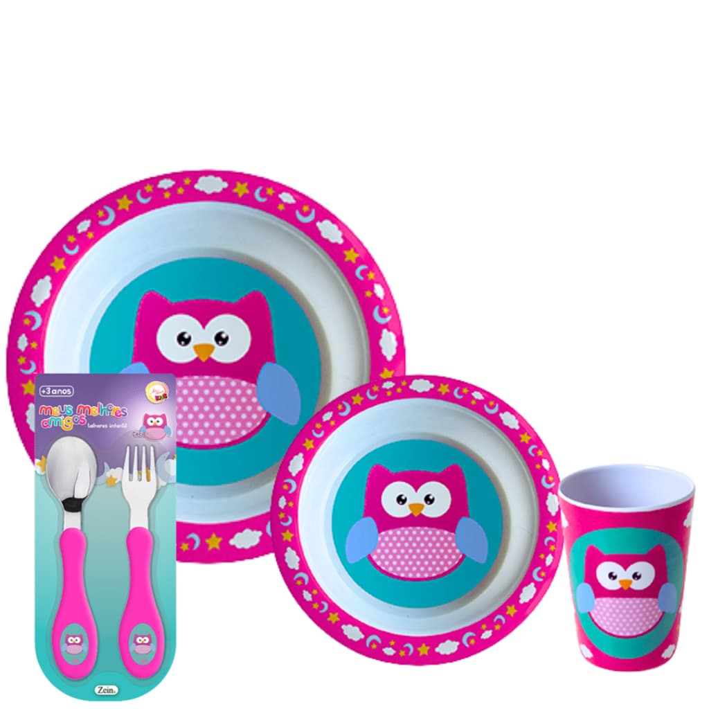 Kit Refeição Infantil Meus Melhores Amigos 05 Peças A Turminha Que Deixará Sua Refeições Mais Divertidas