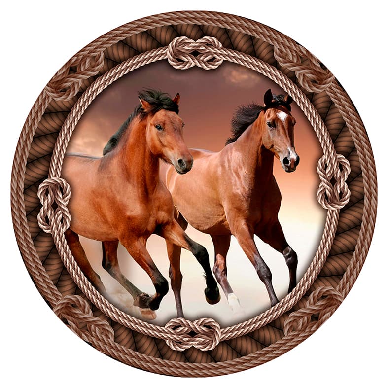 Capa para painel de Festa Redondo 1,50 mts Malha Sublimado Cavalo Moldura