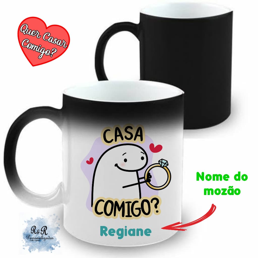 Caneca Personalizada Pedido de Casamento, Caneca Mágica, Caneca Mágica Pedido de Namoro, Caneca de Porcelana