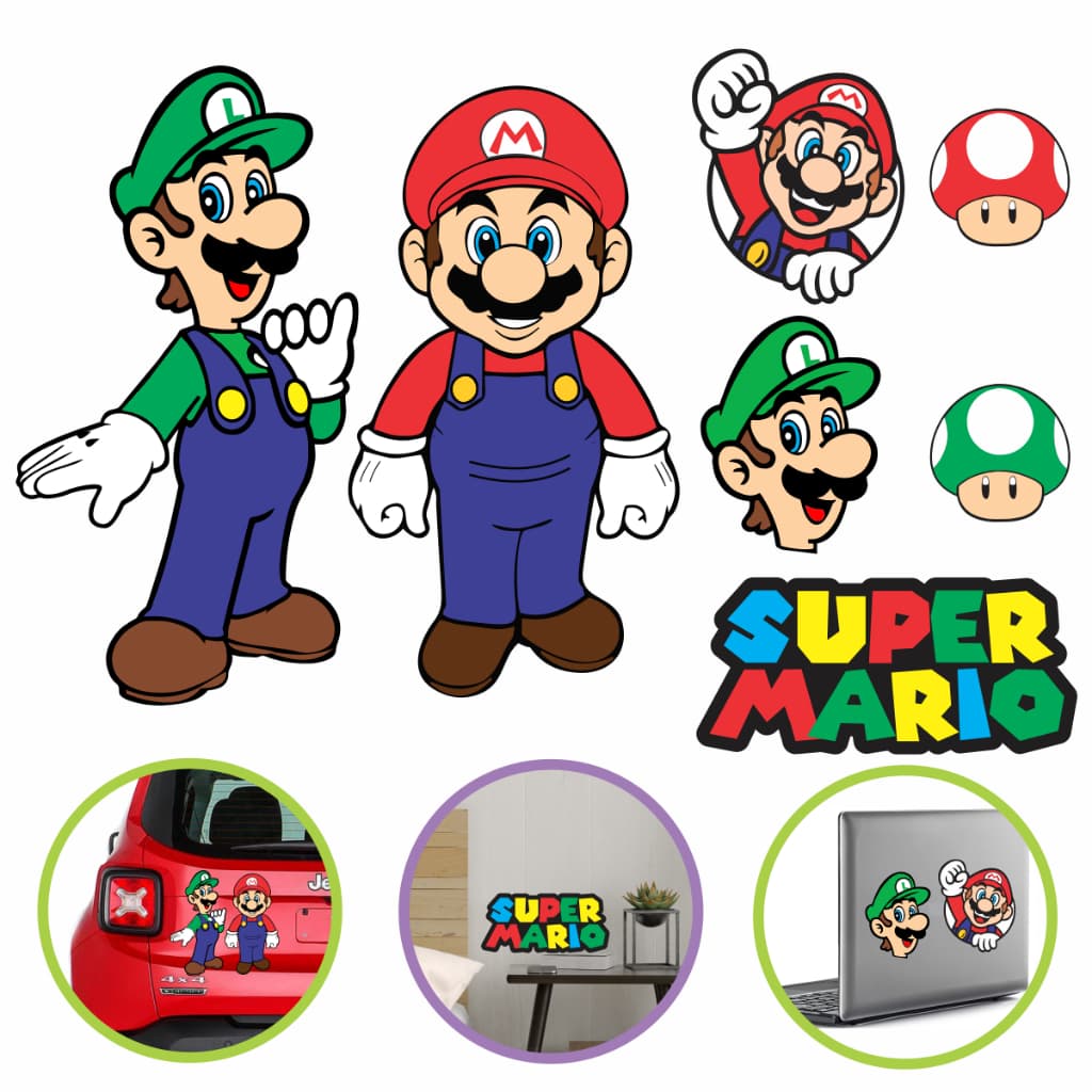 Adesivos de Carro Super Mario Bros 7uni Decoração Gamer Geek Jogos online Nerd