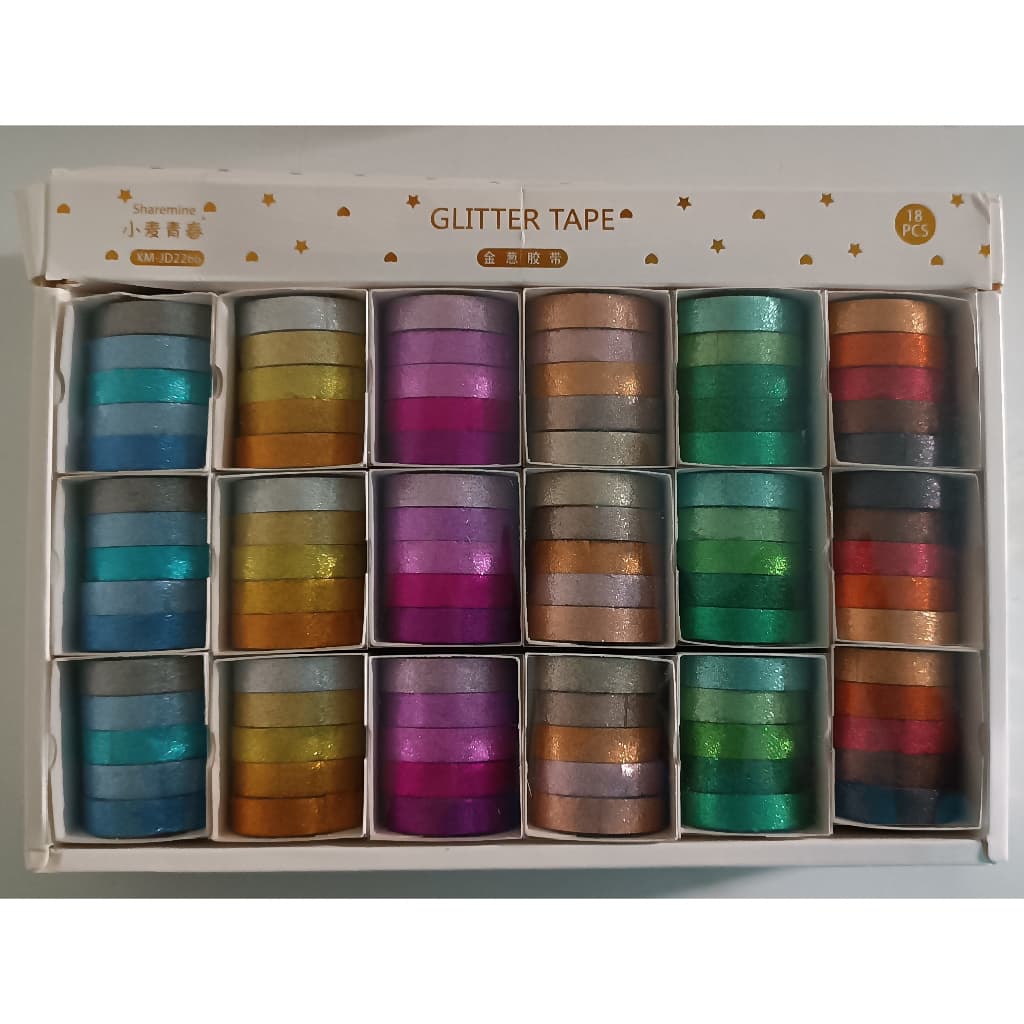 Washi tape glitter cores degradê kit