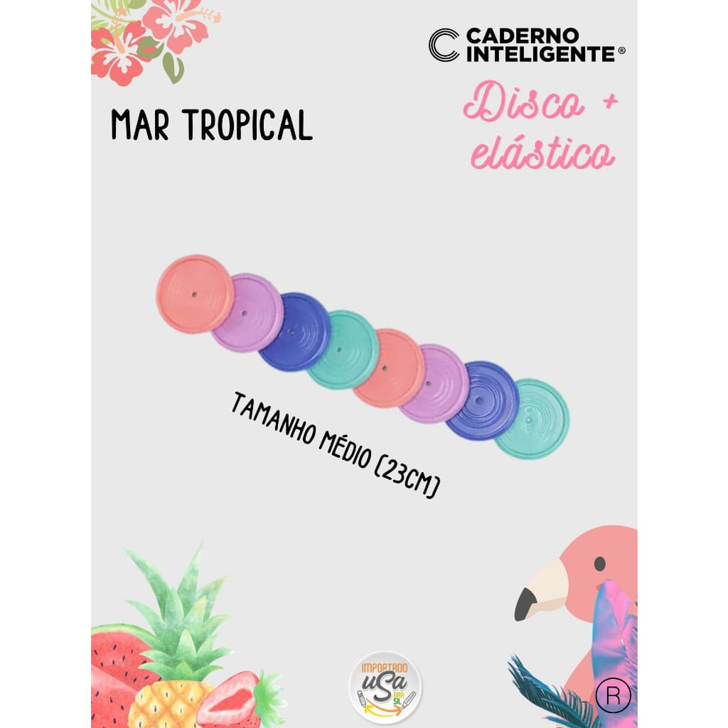 Caderno Inteligente - Disco + Elástico Coleção Mar Tropical