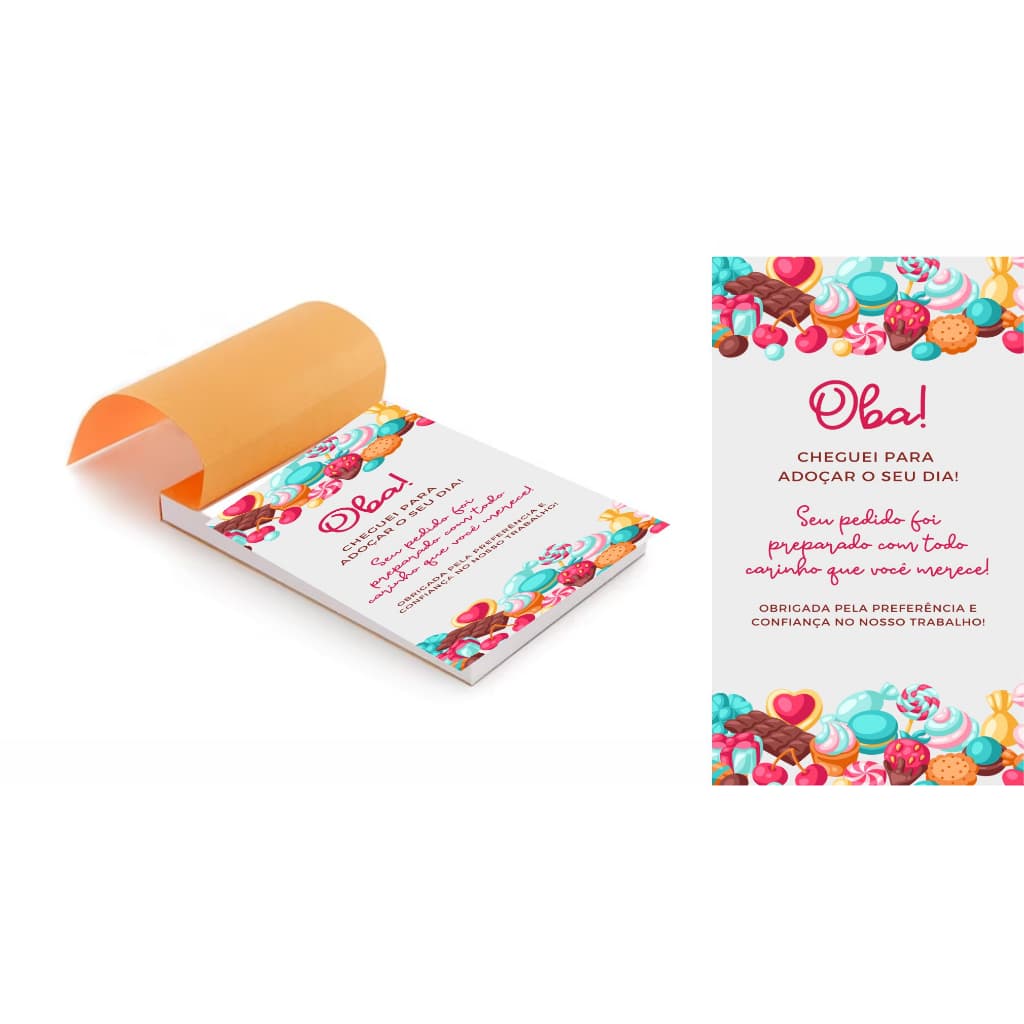 kit 5 Blocos (500 Folhas) para Agradecimento /Oba cheguei para adoçar o seu dia
