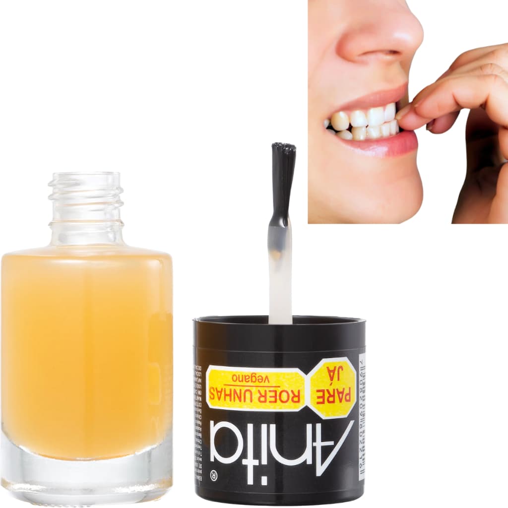 01 Esmalte Base Incolor Transparente Tratamento Pare Já De Roer Comer Morder Unhas 10ml Vegano - Anita