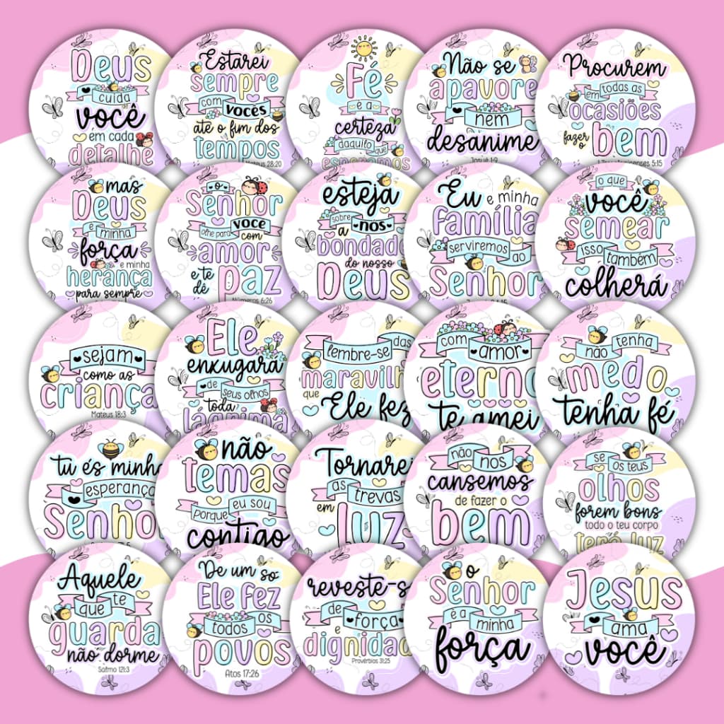 Kit 100 Etiquetas Adesivas Frases Bíblicas Frases Religiosas Salmos Versículos Bíblicos Embalagem