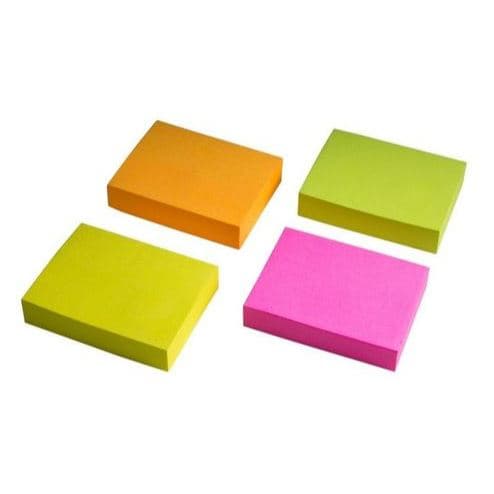 Kit com 4 Mini Blocos Adesivos, Bloco de notas, bloco de recado, stick note 3x3cm Neon cores sortidas 4 Blocos com 100 folhas cada post it