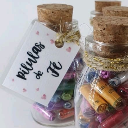 Pote de bênçãos (vidro) com Versículos bíblicos