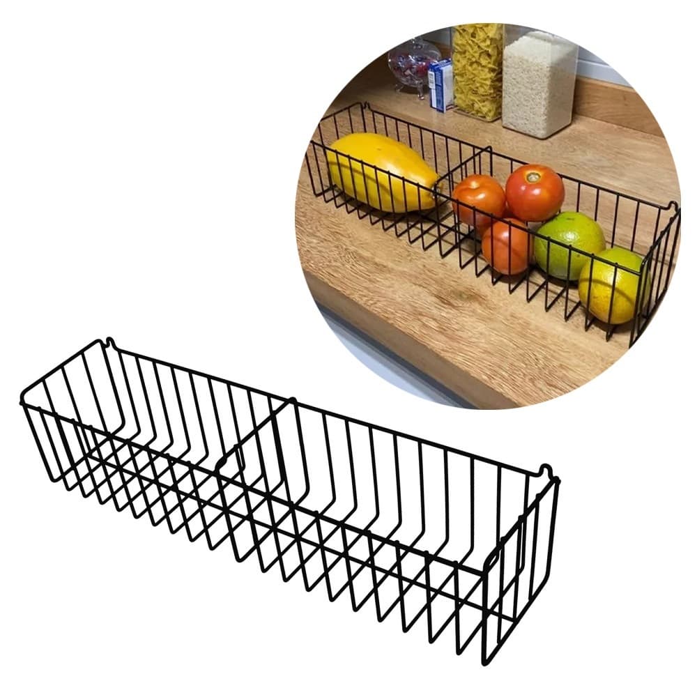 Cesto Multiuso Organizador 47cm com Divisória Aramado Fruteira de Parede Modelo N06
