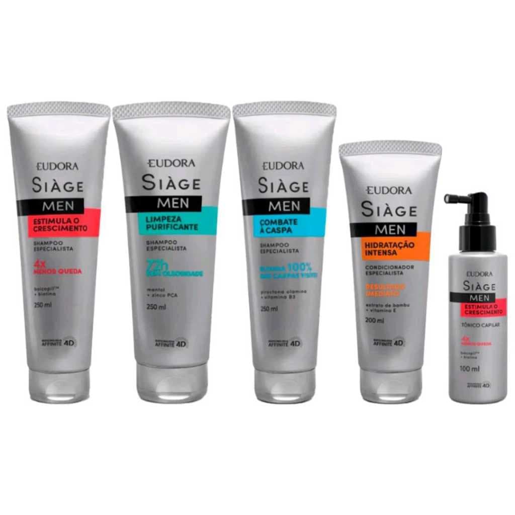 Siáge Men Eudora Linha Completa - Shampoo, Condicionador, Tônico Capilar, Pomada Modeladora
