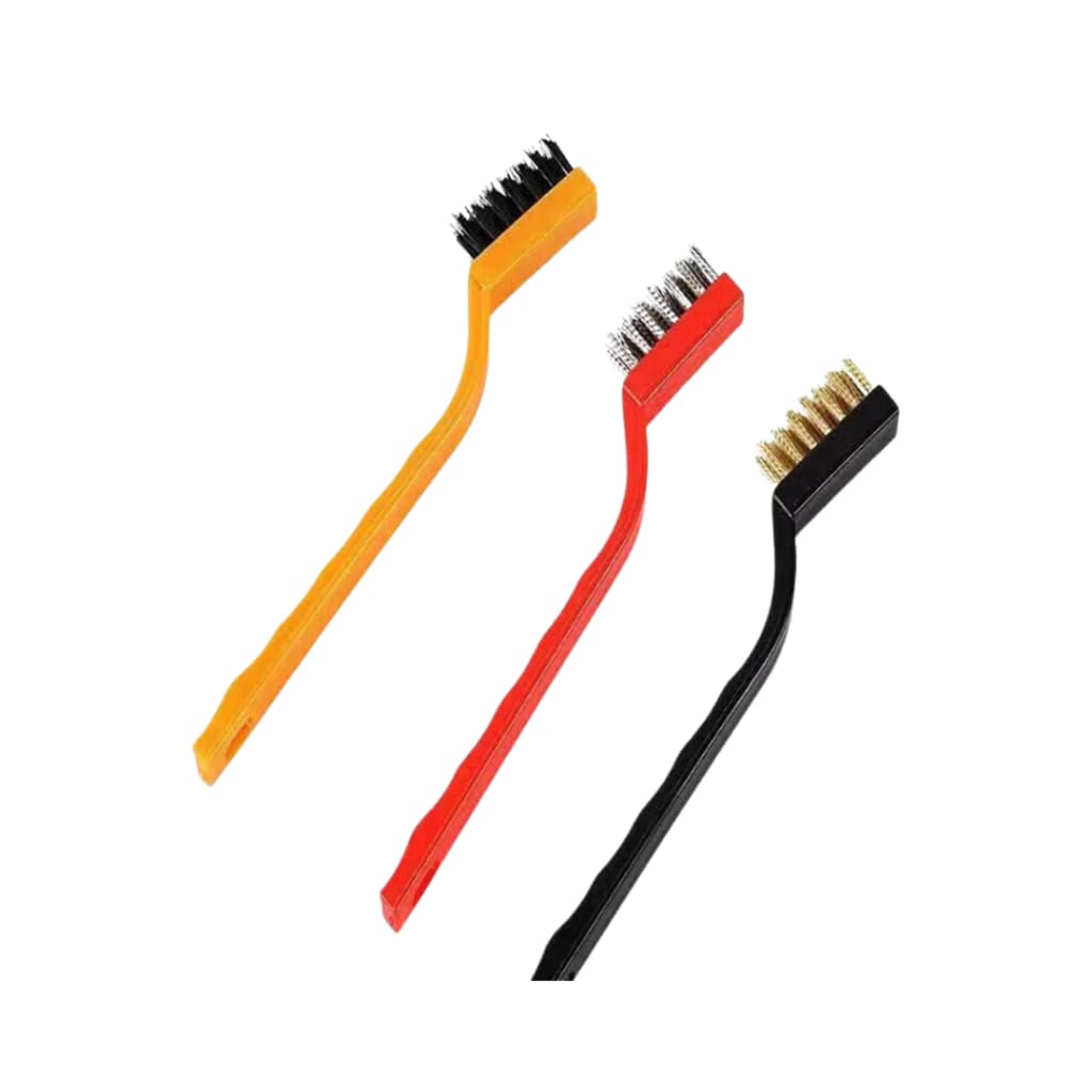 Kit 3 Escovas Limpa Grelha Nylon Ferro Couro Ferrugem Escapamento Aro Automotivo