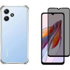 Kit 2X1 Xiaomi Redmi 12 5G Tela 6.79" - Pelicula Privacidade Ceramica 9D + Capa Transparente TPU