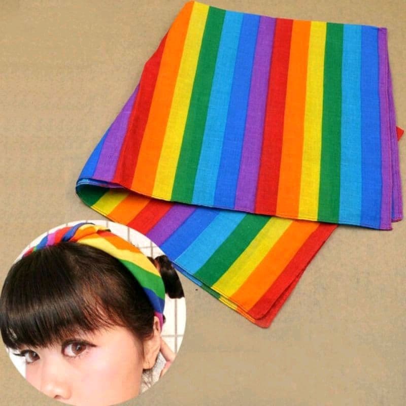 Kit 4 Bandana LGBT Arco-íris Colorida Listrada Lanço Ajustável