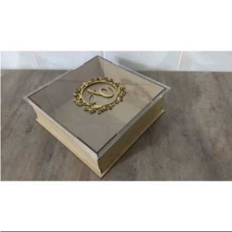 Kit com 20 caixa Tampa transparente e mdf crú. .