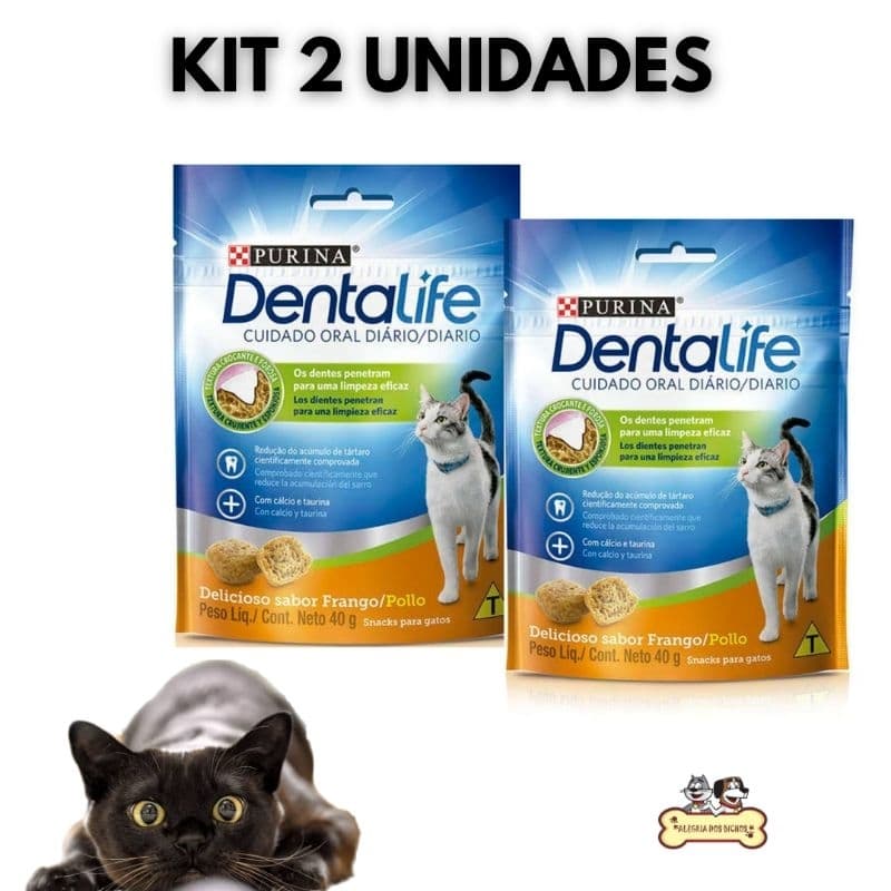 Petisco Gatos Adultos Dentalife Cuidado Com os dentes 40g ( 2un) petisco frango limpa dentes