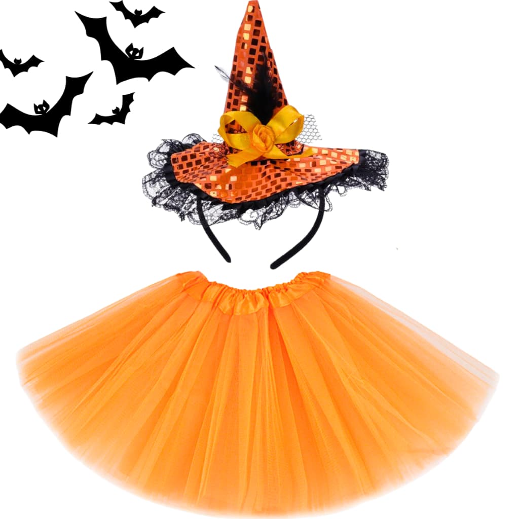 Fantasia Infantil Bruxinha Halloween Saia + Tiara