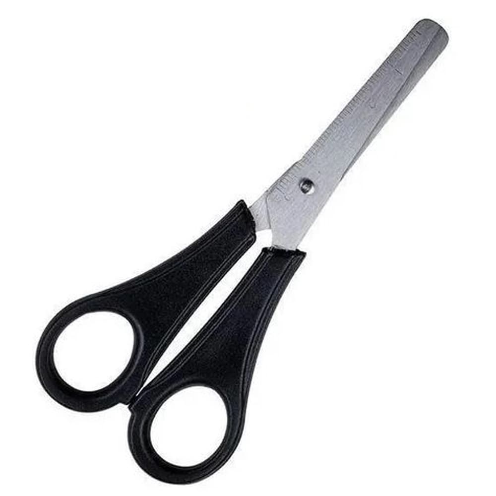 Tesoura Black Escolar LeoLeo 13cm Escolar  Pretas  Escolas Equipamento Escolar Papelaria Corta Cabo Poliprolipeno