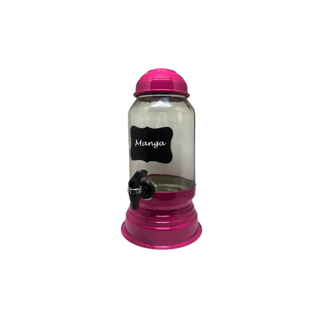 SUQUEIRA DE 3 LITROS DE VIDRO BASE E TAMPA DE ALUMINIO COR PINK