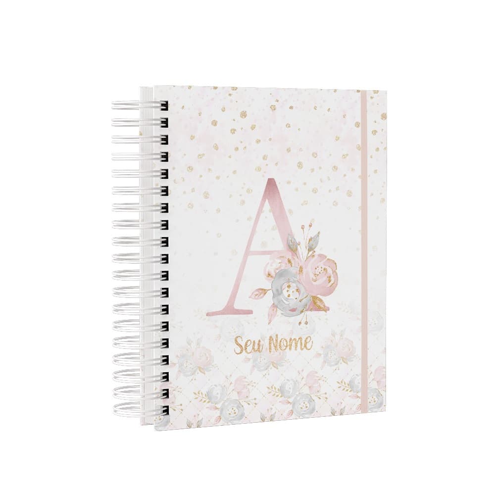 Agenda Permanente Floral Personalizada Com Nome Na Capa A5