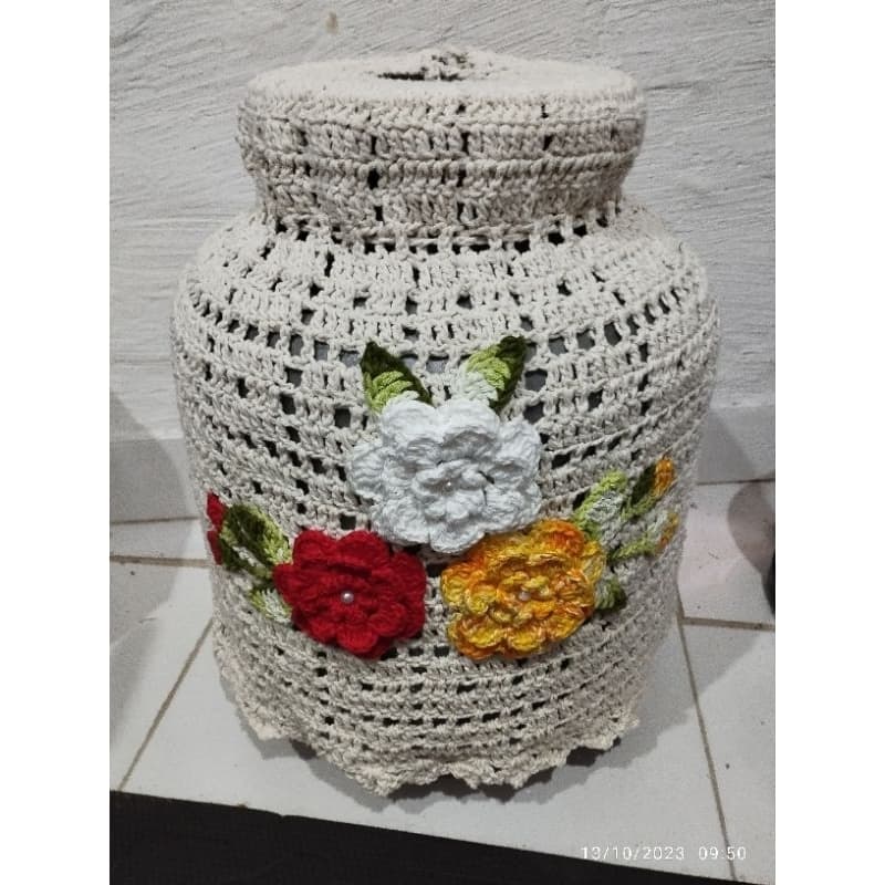 capa de botijão de gás flores
