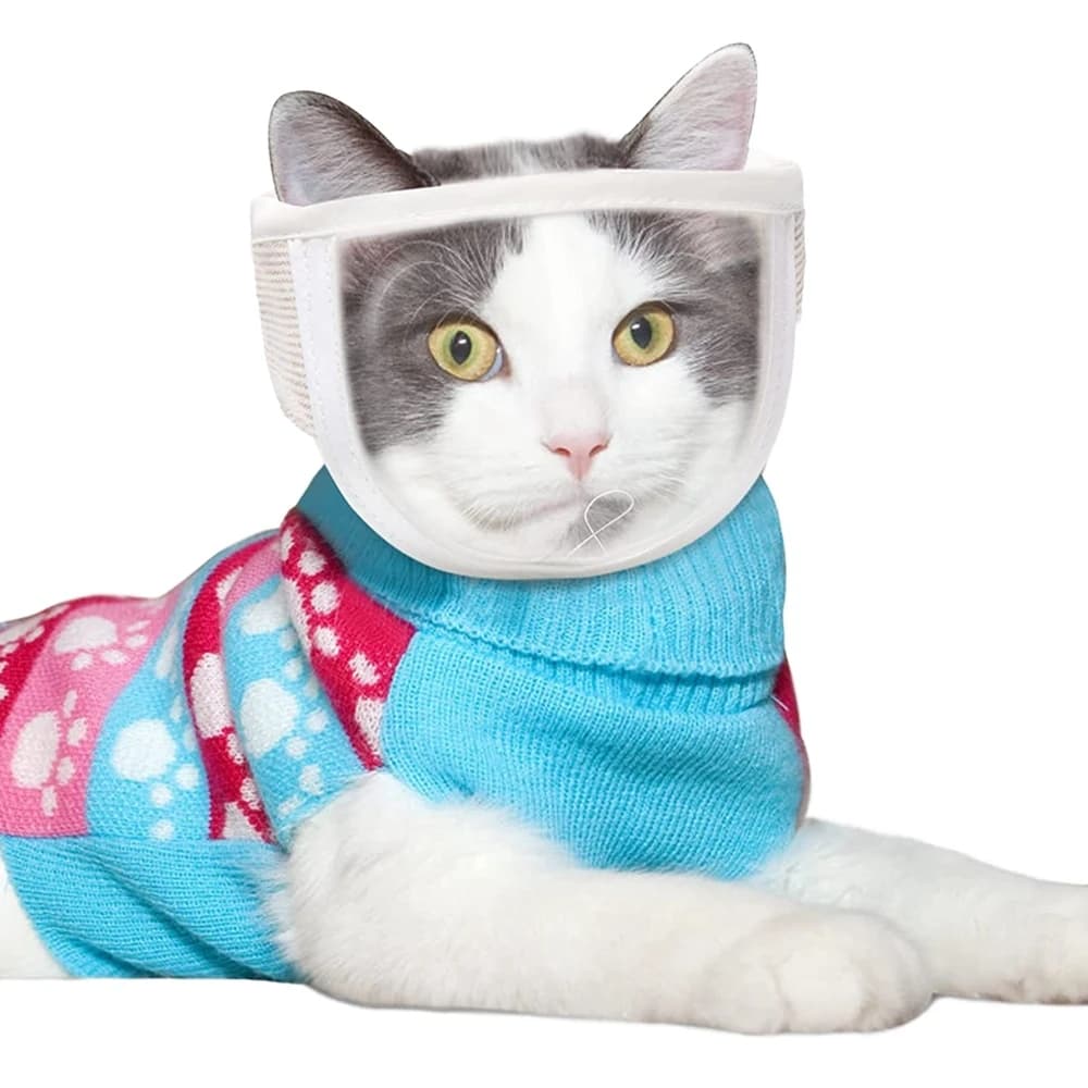 Focinheira Transparente Respirável Anti Estresse Para Gatos