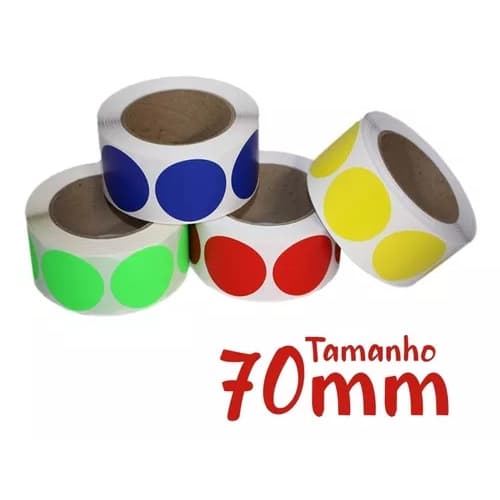 Etiqueta Bolinha Grande Argox Zebra Elgin 70mm Cores Vivas