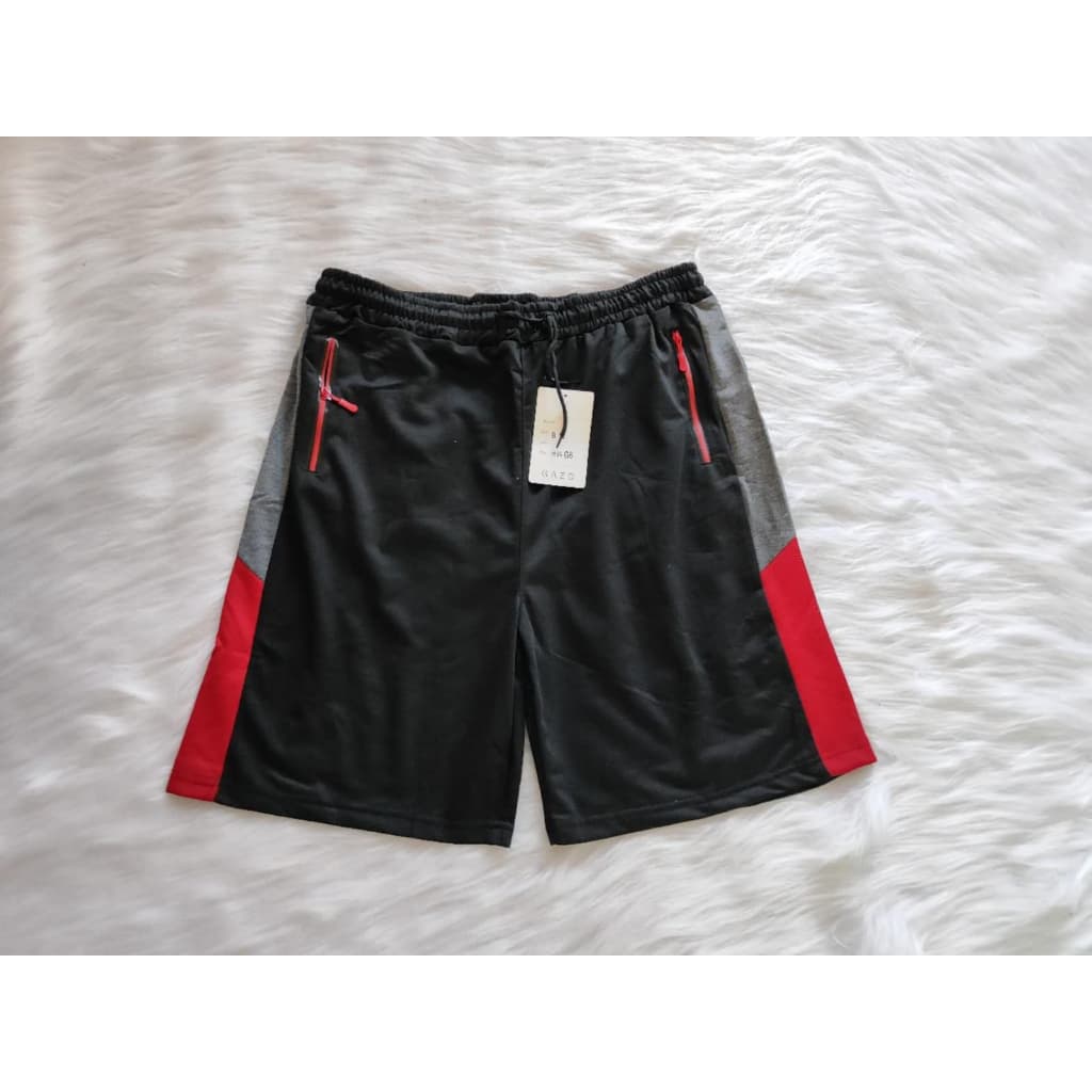 bermuda masculina com faixa tamanho especial   Bermudas shorts tactel com elastano Masculina 3 Bolsos Com Elástico preta