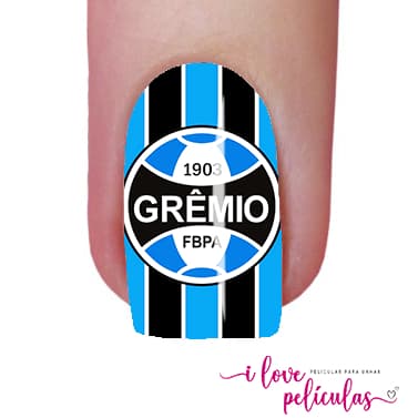 Película de unha Time Grêmio cartela com 12 adesivos TM - 016 Adesivos,películas,unhas,nails art,unhas decoradas,futebol