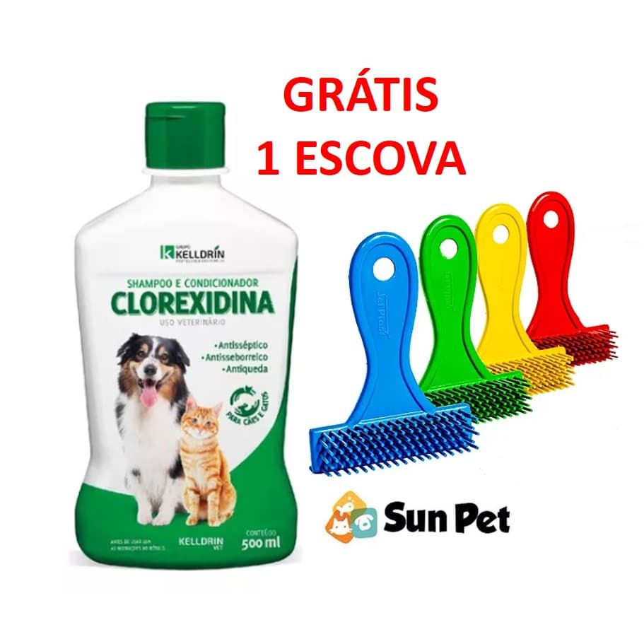 Shampoo e Condicionador antisseborreico  Clorexidina 2% - 5 em 1 500 ML - Dermatologico + Raspadeira