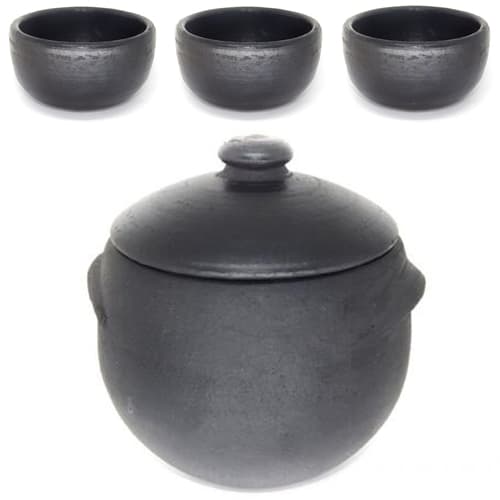 Caldeirão de Barro Para Feijoada 5 Litros + 3 Cumbucas