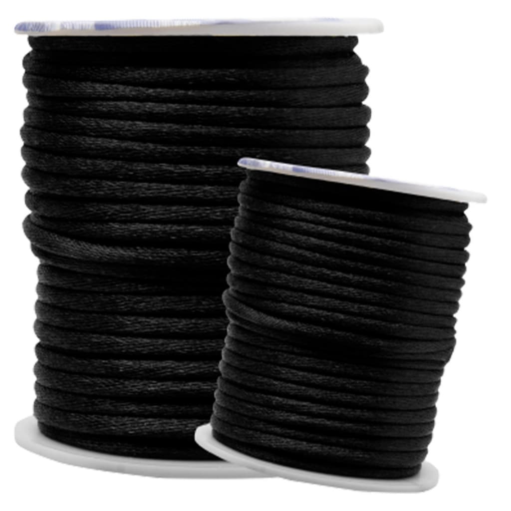 Fio De Seda Preto - Cordão Rabo De Rato 3mm - Com 25 Metros - UMK