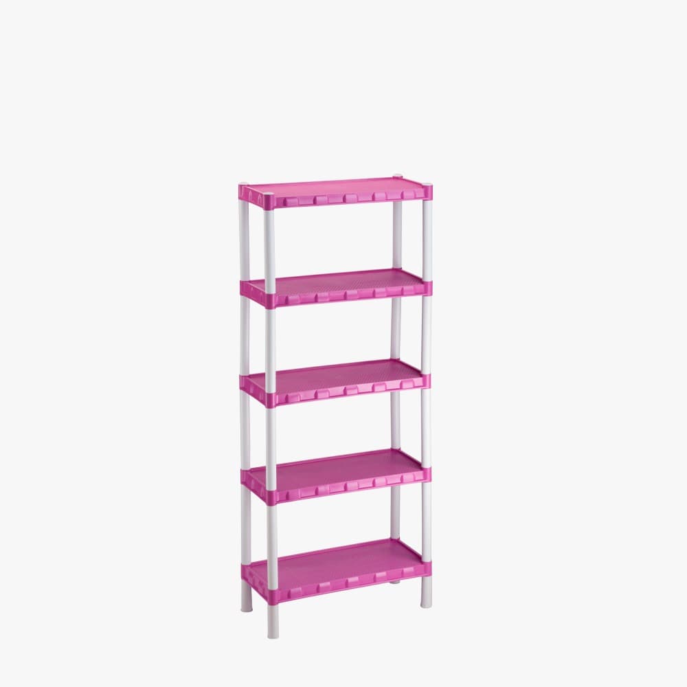 Estante Organizadora Modular Multiuso 5 Prateleiras Plastico Rosa (com Pezinho)