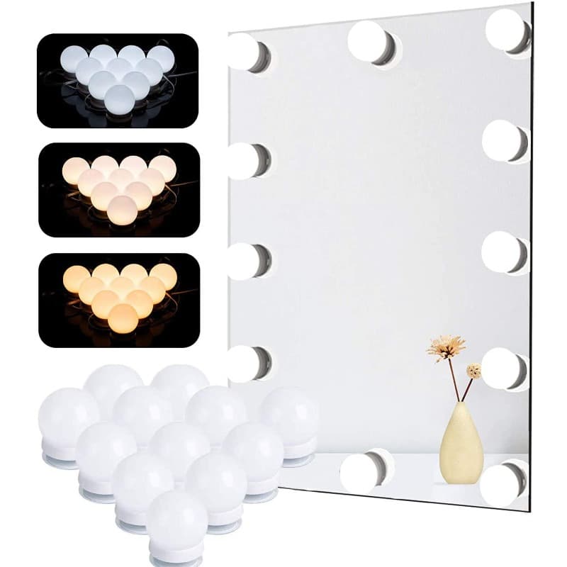 Luz Arandela Camarim 10 Lâmpadas Espelho Maquiagem Camarim Led Studio Led Auto Colante Oferta