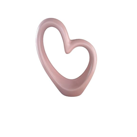 Vaso Coração Enfeite Decorativo Em Cerâmica Rosa