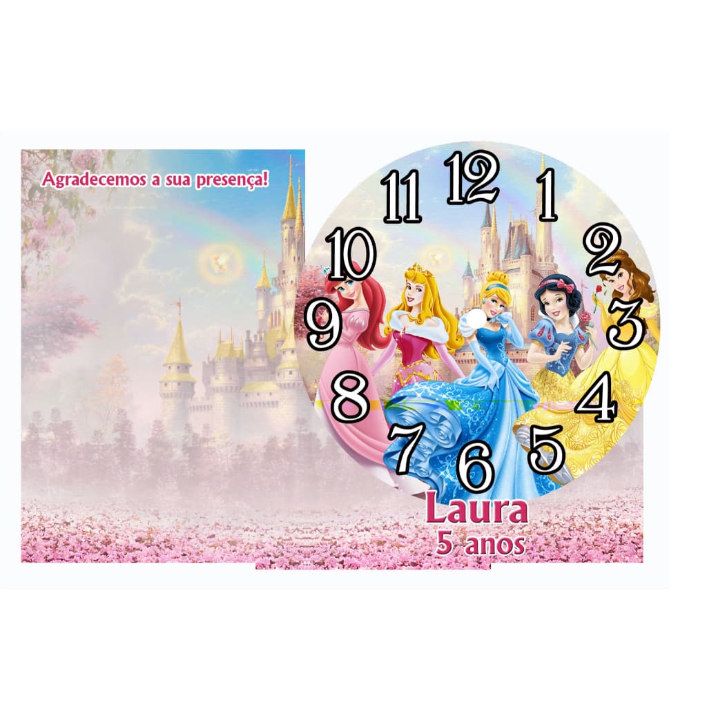 Centro de mesa Relogio Princesas com 5 unidades