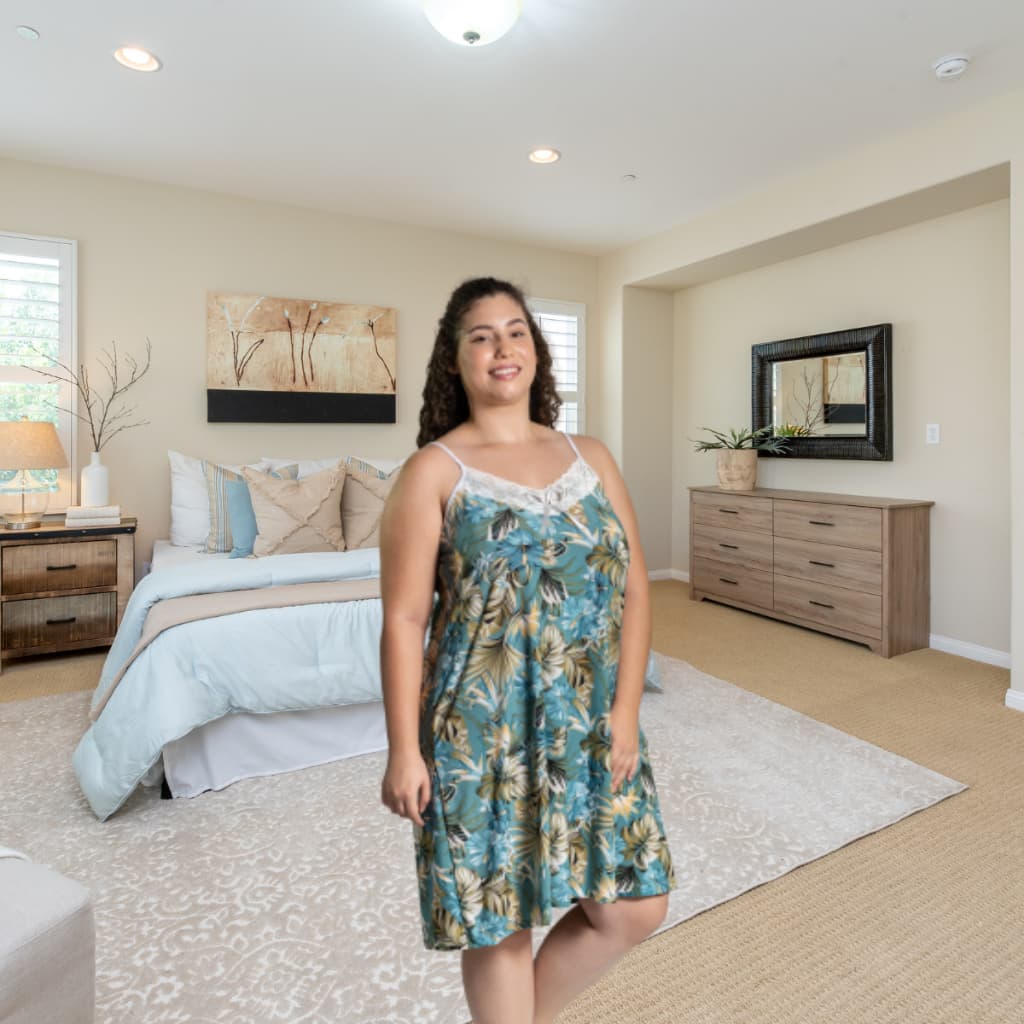 Camisola Plus Size XGG Verão Conforto Alça Fina Com Detalhe Em Renda e Laço Fita de Cetim Liganete Tecido Estampado