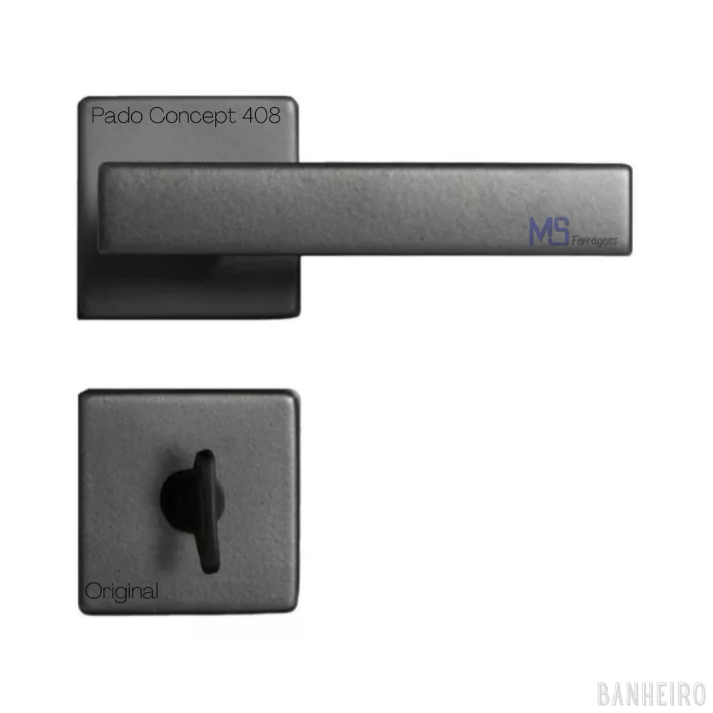 Fechadura Pado Porta de Madeira/Alumínio Banheiro Chave Fixa - Concept 408 40mm - Preto