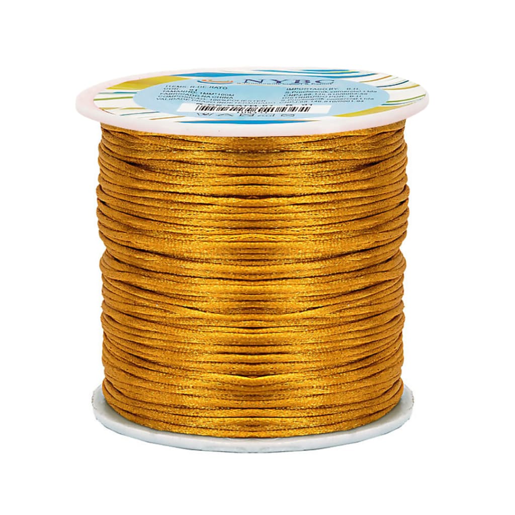 Fio De Seda Mostarda Claro - Cordão Rabo De Rato 1mm - Com 100 Metros - UMK