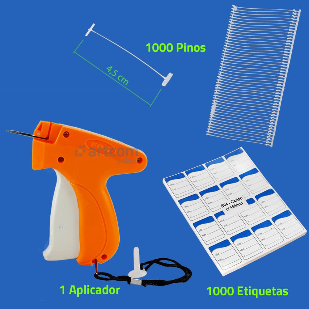 Kit - Aplicador de Tag (Etiqueta) + 1000 Pino + 1000 Etiqueta Para Roupa