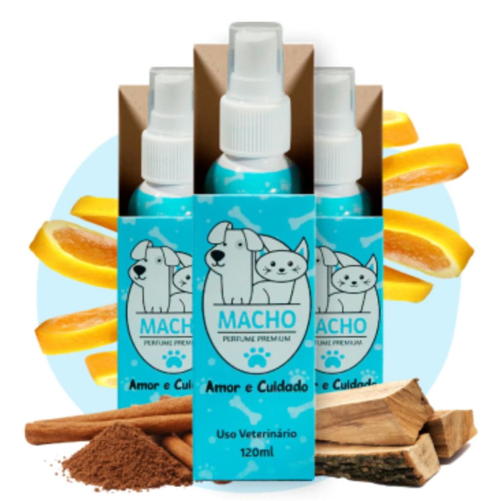 KIT 3 Perfumes Cheirinho PET Amor e Cuidado MACHO 120ml Cada - Cães e Gatos