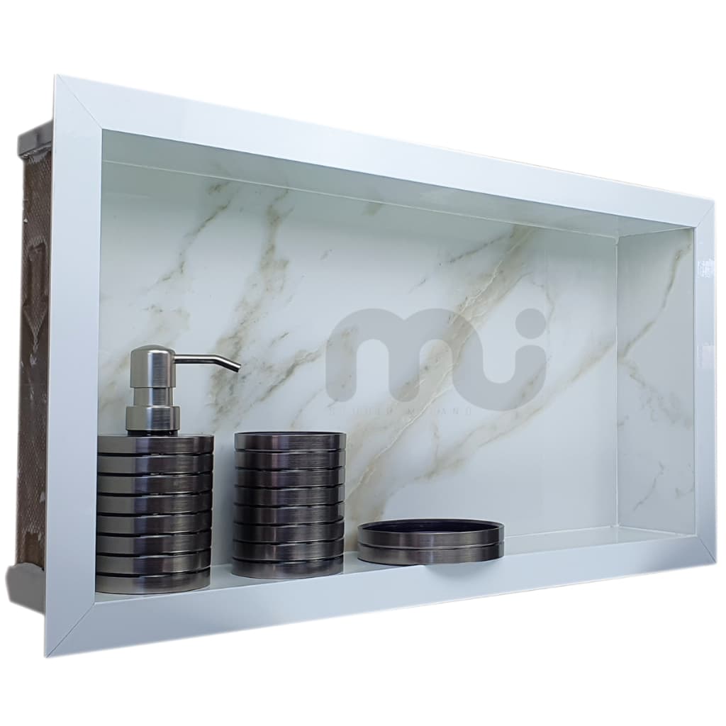 Acessório Para Banheiro Em Porcelanato Carrara Borda Branca 60x30x7 O Único Que Não Empoça Água
