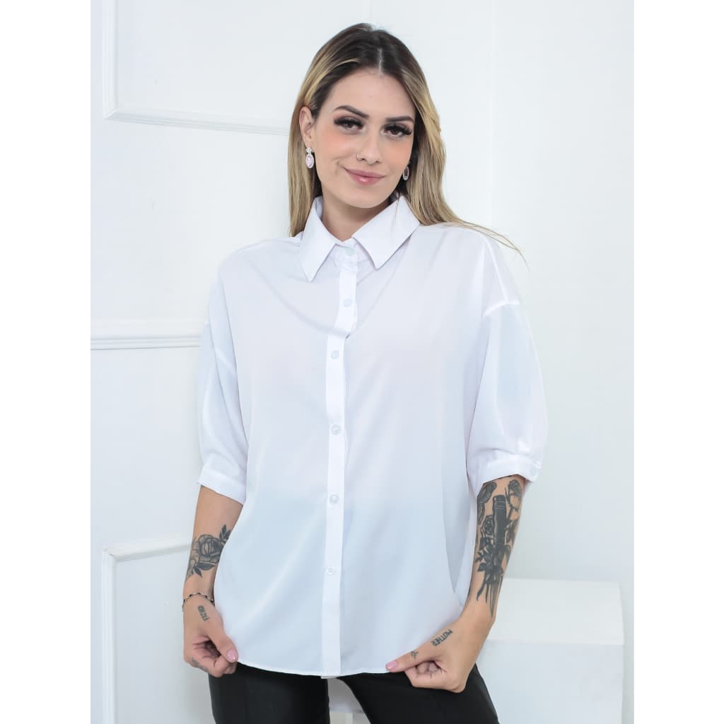 LANÇAMENTO CAMISA 3/4 TECIDO TACTEL MODA VERAO FEMININO