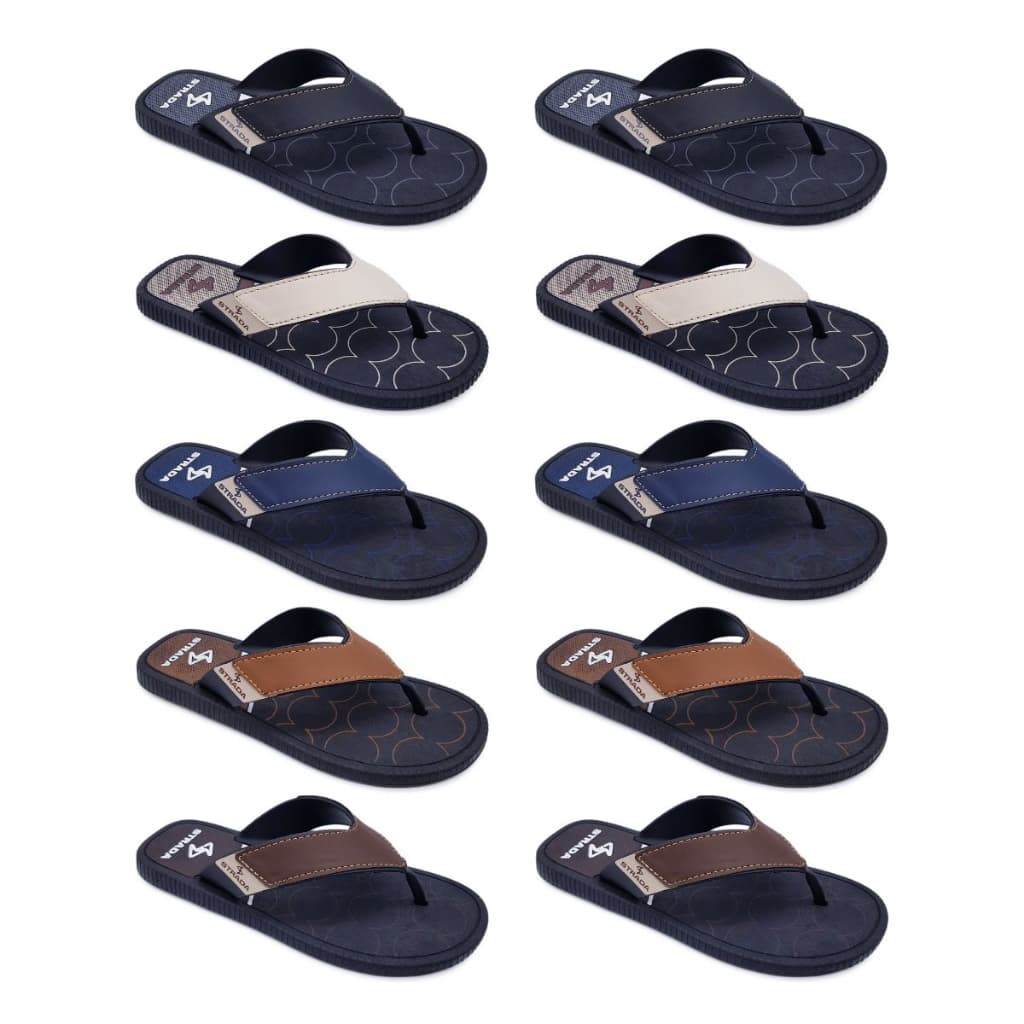 Kit 10 Pares Chinelo Sandália Masculino Adulto Casual Tira Larga Borracha Strada Revenda K110
