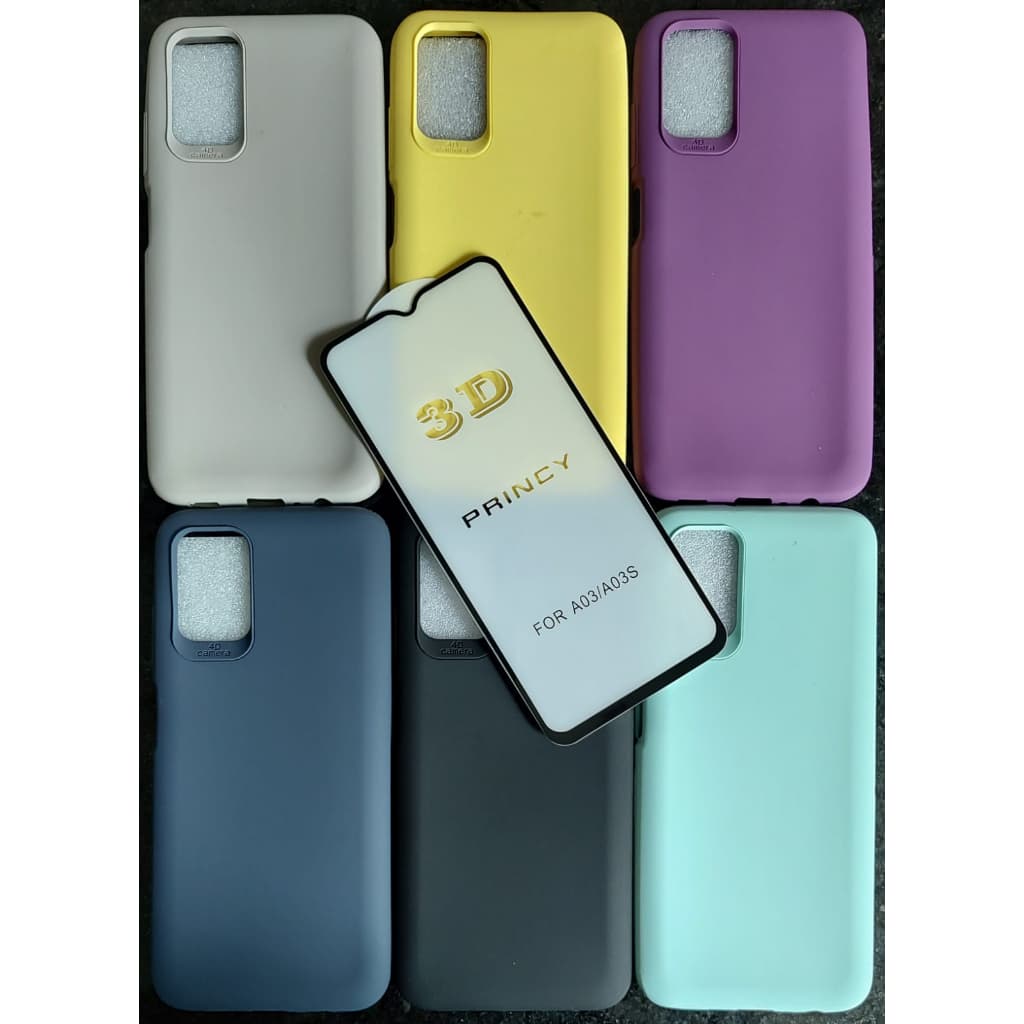 Capinha Galaxy A03s (Kit Película de Vidro 3D, Capa de Silicone Flexível e kit de limpeza de tela)